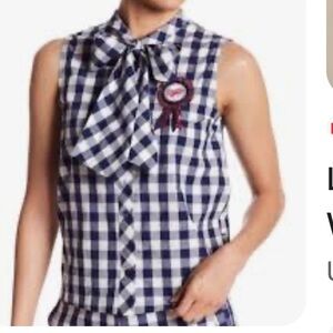 Love Moschino Women’s Blouse Blue Gingham Print Sleeveless Size 6